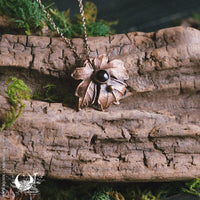 Collier Rosace d'Érable Champêtre & Grenat - Illustrations & Bijoux fantaisie ClairObscur Art