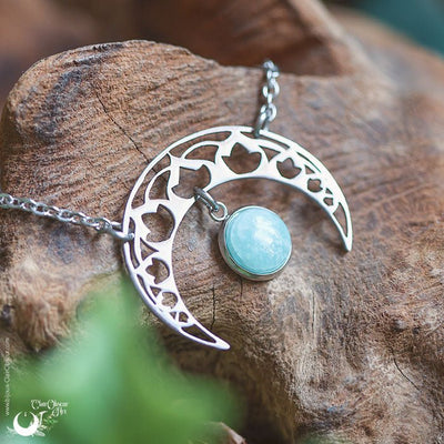 Collier "SIRONA" Amazonite, en acier inoxydable, taille de la chaine au choix - Illustrations & Bijoux fantaisie ClairObscur Art