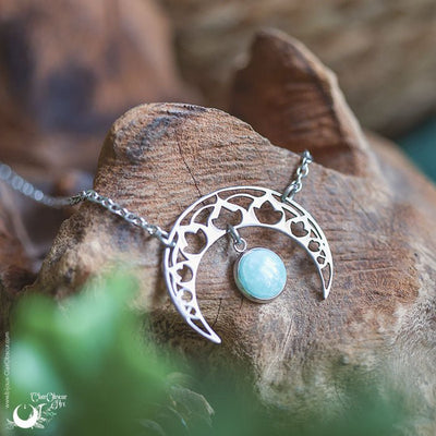 Collier "SIRONA" Amazonite, en acier inoxydable, taille de la chaine au choix - Illustrations & Bijoux fantaisie ClairObscur Art
