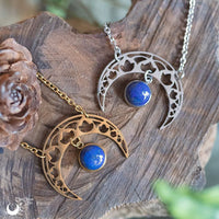 Collier "SIRONA" Lapis lazuli en acier inoxydable argenté ou doré - Illustrations & Bijoux fantaisie ClairObscur Art
