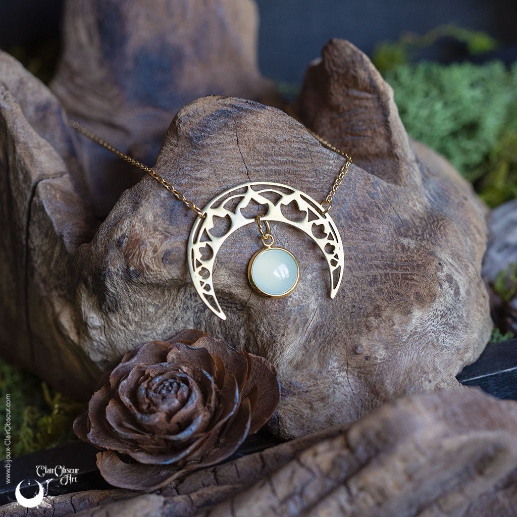 Collier "SIRONA" pierre au choix - Illustrations & Bijoux fantaisie ClairObscur Art