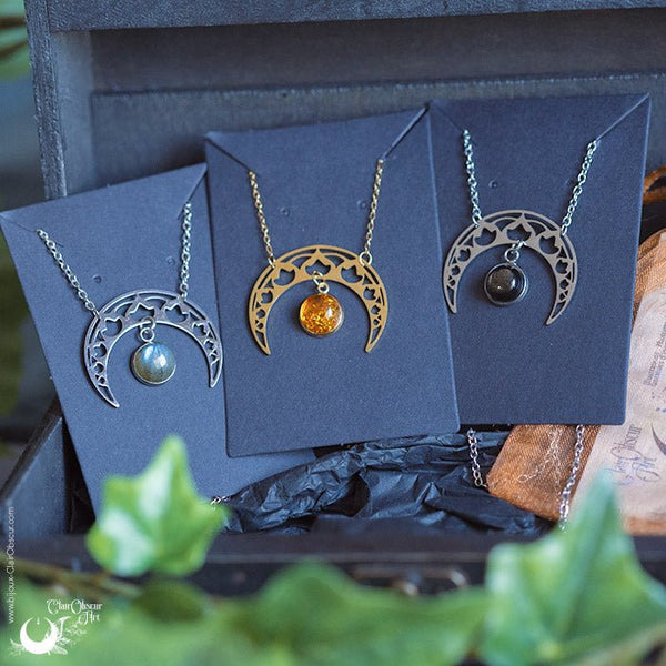 Collier "SIRONA" pierre au choix - Illustrations & Bijoux fantaisie ClairObscur Art