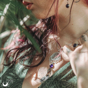 Collier "Sri Yantra Lotus" Améthyste - Illustrations & Bijoux fantaisie ClairObscur Art