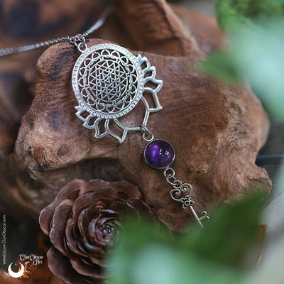 Collier "Sri Yantra Lotus" Améthyste