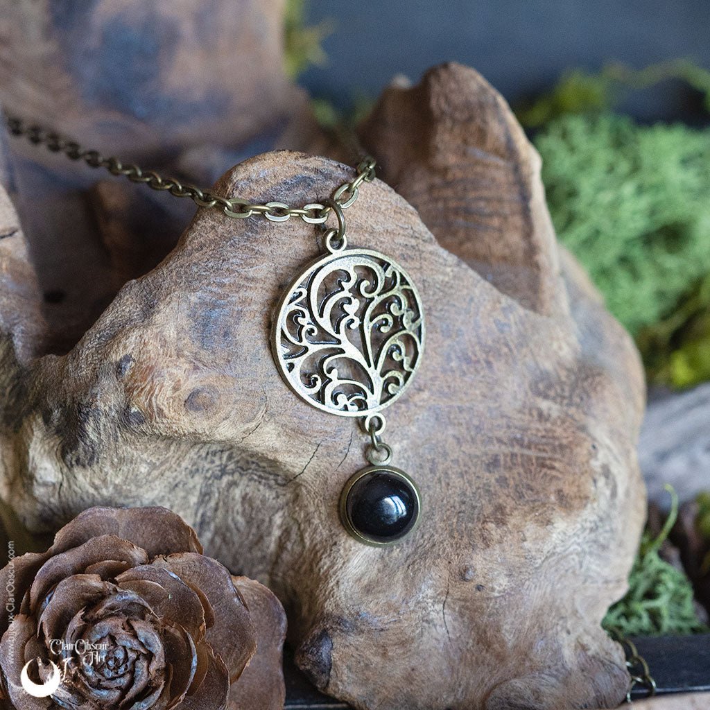 Collier "Yggdrasil" pierre au choix - Illustrations & Bijoux fantaisie ClairObscur Art