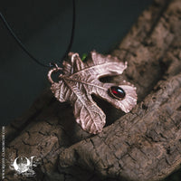 Collier mixte Feuille de Figuier & Grenat