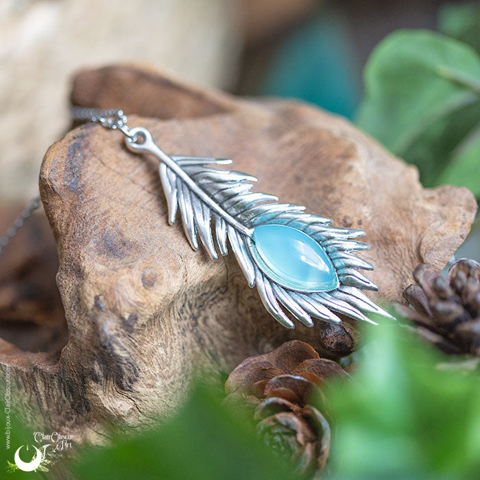 Collier "Plume" pierre au choix