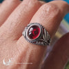 Bague "Swan" Grenat ajustable, en Argent 925