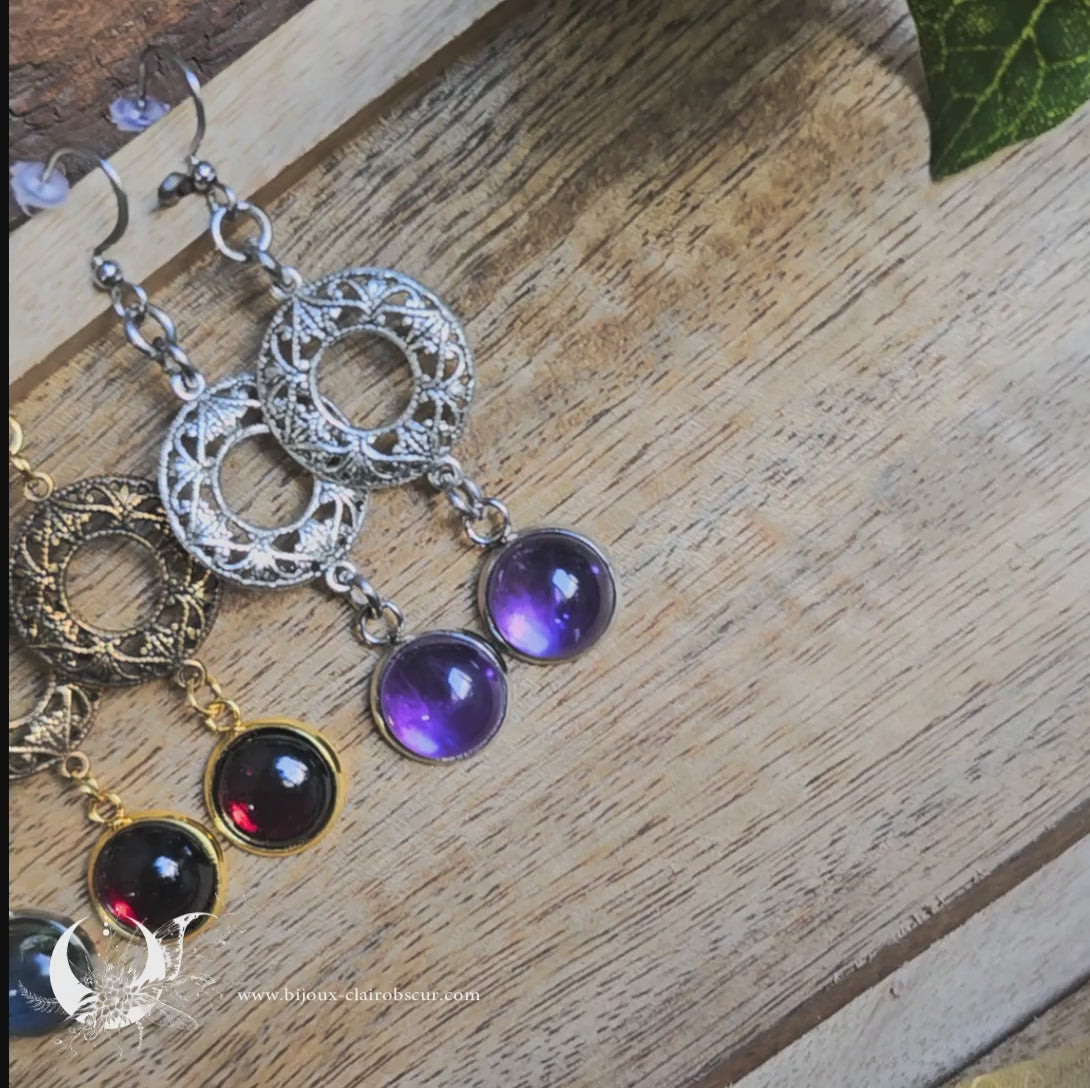 Boucles d'Oreilles "Calliope" pierre au choix