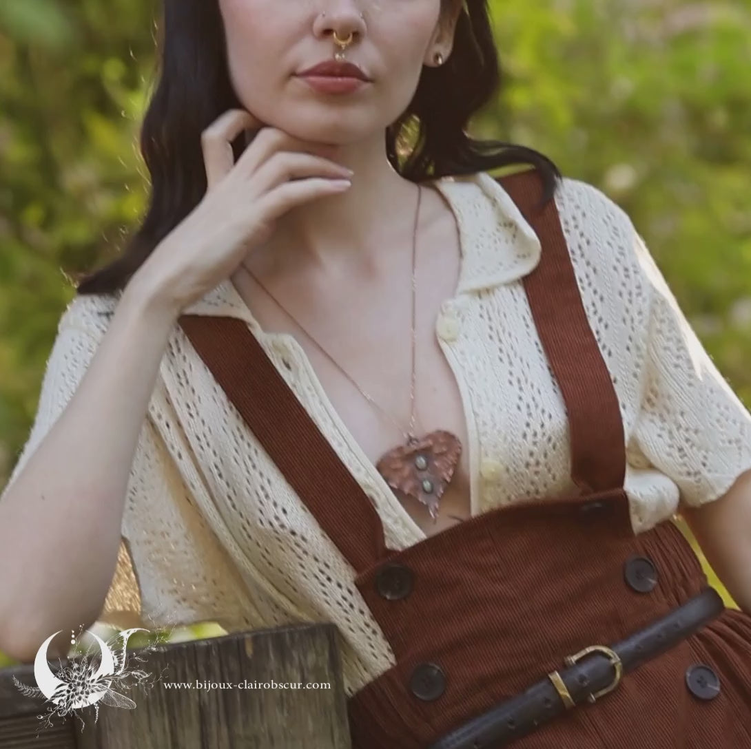 Collier Feuille de Lierre & Opale