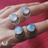 Bague elfique "Elwing" Pierre de Lune Arc-en-ciel - Ajustable