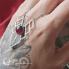 Collier "Athena" Grenat, acier inoxydable