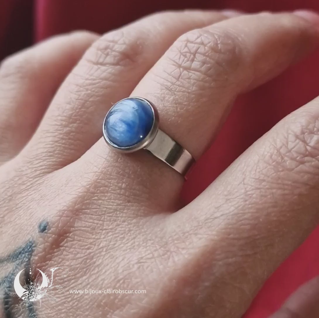 Bague "Aphéléia" acier inoxydable, pierre au choix - ajustable