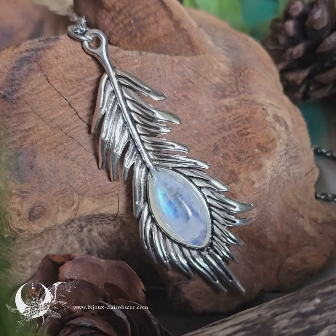 Collier "Plume" pierre au choix