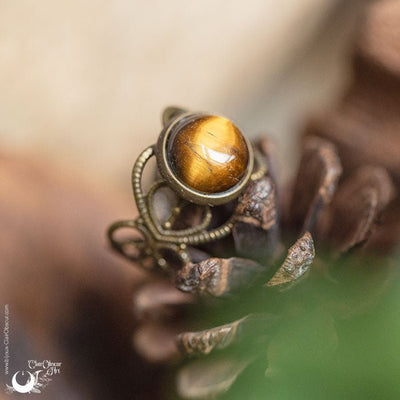 [Vente flash] Bague elfique "Elwing" Oeil de Tigre - Illustrations & Bijoux fantaisie ClairObscur Art