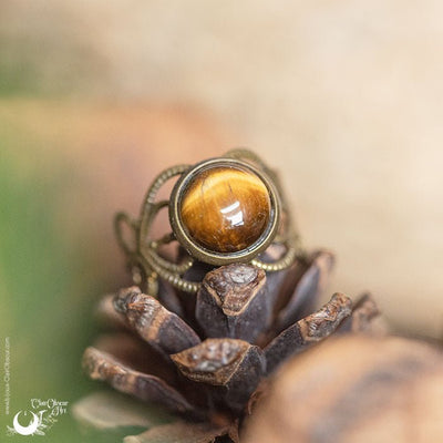 [Vente flash] Bague elfique "Elwing" Oeil de Tigre - Illustrations & Bijoux fantaisie ClairObscur Art