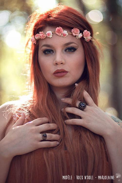 Bague elfique "Elwing" Grenat - Illustrations & Bijoux fantaisie ClairObscur Art