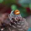 Bague elfique "Elwing" Oeil de Tigre - Ajustable - Illustrations & Bijoux fantaisie ClairObscur Art