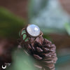 Bague elfique "Elwing" Pierre de Lune Arc-en-ciel - Ajustable - Illustrations & Bijoux fantaisie ClairObscur Art