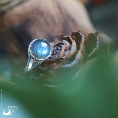 Bague "Gaïa" Labardorite en Argent 925, ajustable - Illustrations & Bijoux fantaisie ClairObscur Art