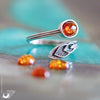 Bague "Plume" Ambre ajustable, en Argent 925 - Illustrations & Bijoux fantaisie ClairObscur Art