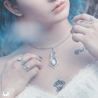 Bague "Plume" Labradorite en Argent 925, ajustable - Illustrations & Bijoux fantaisie ClairObscur Art