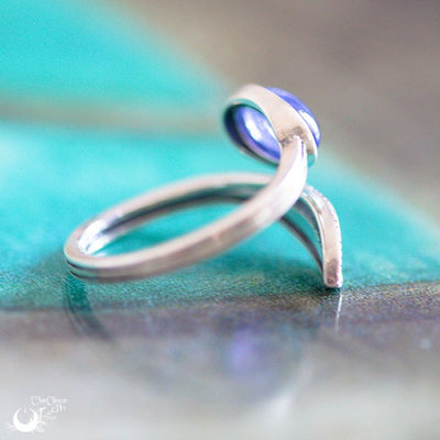 Bague "Plume" Tanzanite ajustable en Argent 925, ajustable - Illustrations & Bijoux fantaisie ClairObscur Art