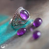 Bague "Swan" Améthyste ajustable, en Argent 925 - Illustrations & Bijoux fantaisie ClairObscur Art