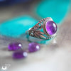 Bague "Swan" Améthyste ajustable, en Argent 925 - Illustrations & Bijoux fantaisie ClairObscur Art