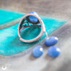 Bague "Swan" Cyanite ajustable, en Argent 925 - Illustrations & Bijoux fantaisie ClairObscur Art