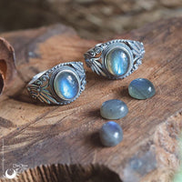 Bague "Swan" Labradorite ajustable, en Argent 925 - Illustrations & Bijoux fantaisie ClairObscur Art