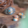 Bague "Swan" Turquoise mohave cuivré - ajustable, en Argent 925 - Illustrations & Bijoux fantaisie ClairObscur Art