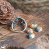 Bague "Swan" Turquoise mohave cuivré - ajustable, en Argent 925 - Illustrations & Bijoux fantaisie ClairObscur Art