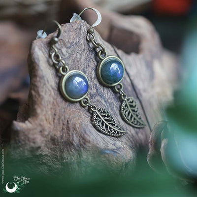 Boucles d'Oreilles Fantaisie Labradorite personnalisable - Illustrations & Bijoux fantaisie ClairObscur Art