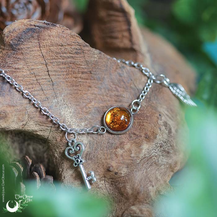 Bracelet Fantaisie, pierre au choix - Personnalisable et ajustable - Illustrations & Bijoux fantaisie ClairObscur Art