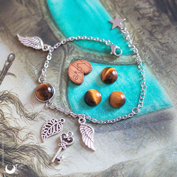 Bracelet Fantaisie, pierre au choix - Personnalisable et ajustable - Illustrations & Bijoux fantaisie ClairObscur Art