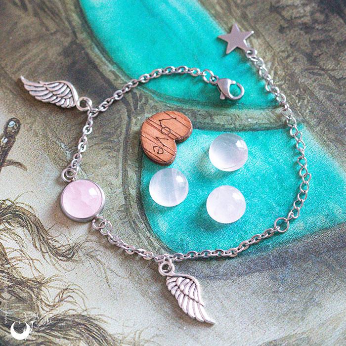 Bracelet Fantaisie, pierre au choix - Personnalisable et ajustable - Illustrations & Bijoux fantaisie ClairObscur Art