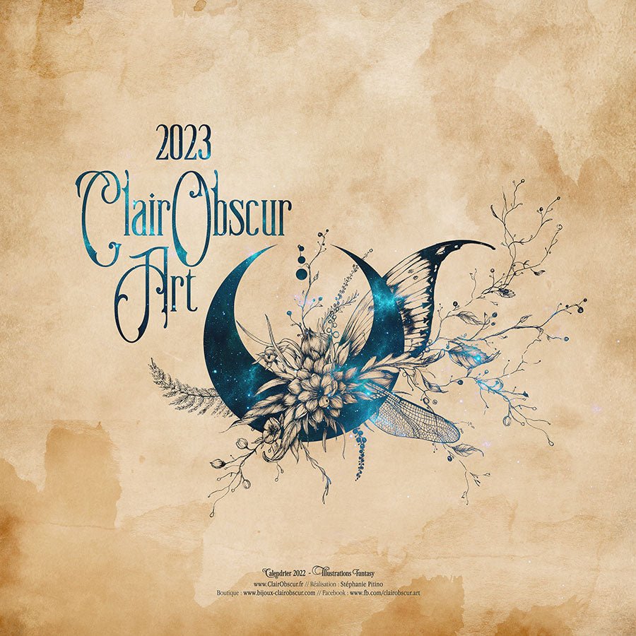 Calendrier Fantasy 2023 ClairObscur Art - Derniers exemplaires - Illustrations & Bijoux fantaisie ClairObscur Art