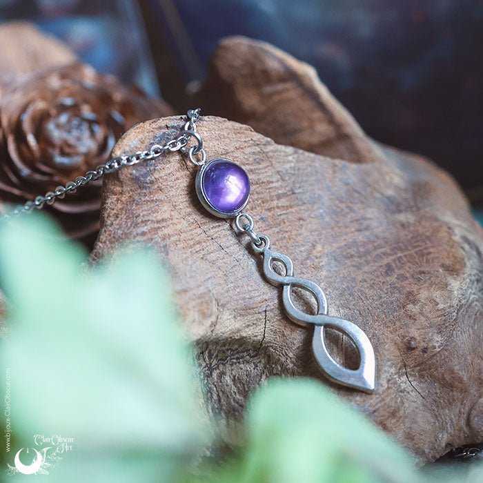 Collier "Ananta" Améthyste, taille de la chaine au choix - Illustrations & Bijoux fantaisie ClairObscur Art