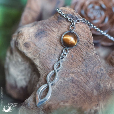 Collier "Ananta" Oeil de Tigre, taille de la chaine au choix - Illustrations & Bijoux fantaisie ClairObscur Art