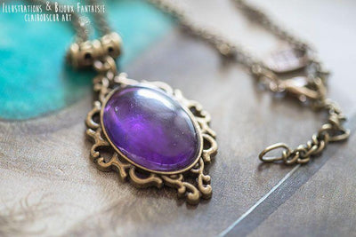 Collier "Angel" Améthyste personnalisable - Illustrations & Bijoux fantaisie ClairObscur Art