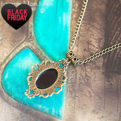 Collier "Angel" Onyx - Illustrations & Bijoux fantaisie ClairObscur Art