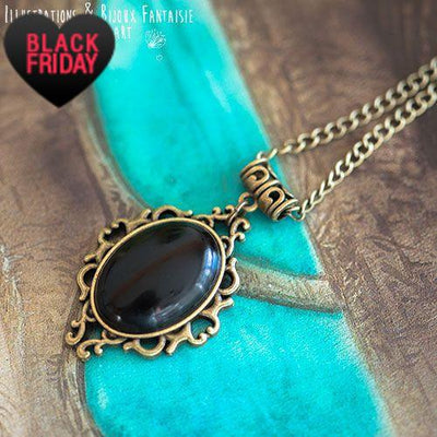 Collier "Angel" Onyx - Illustrations & Bijoux fantaisie ClairObscur Art