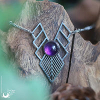 Collier "Athena" Améthyste, acier inoxydable - Illustrations & Bijoux fantaisie ClairObscur Art