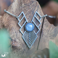 Collier "Athena" Cyanite, acier inoxydable - Illustrations & Bijoux fantaisie ClairObscur Art