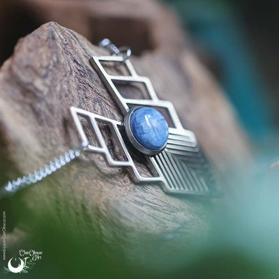 Collier "Athena" Cyanite, acier inoxydable - Illustrations & Bijoux fantaisie ClairObscur Art