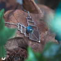 Collier "Athena" Labradorite, acier inoxydable - Illustrations & Bijoux fantaisie ClairObscur Art