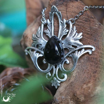 Collier Elfique "Elwing" Onyx, taille de la chaîne au choix - Illustrations & Bijoux fantaisie ClairObscur Art