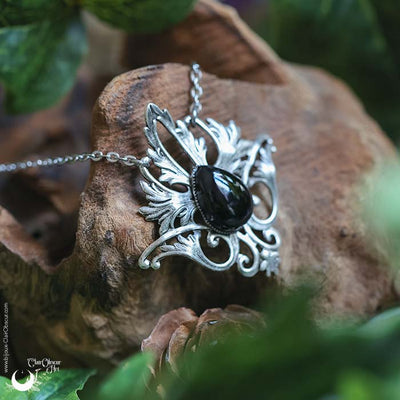 Collier Elfique "Elwing" Onyx, taille de la chaîne au choix - Illustrations & Bijoux fantaisie ClairObscur Art