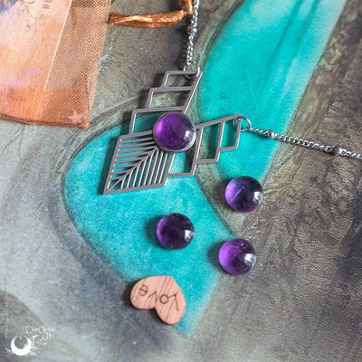 Collier fantaisie "Athena" Améthyste - Acier inoxydable - Illustrations & Bijoux fantaisie ClairObscur Art